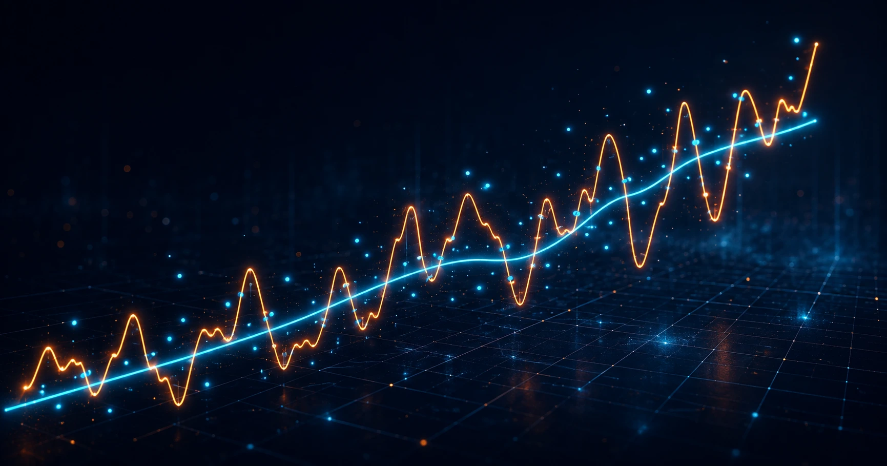 Overfitted model curve tracking noise versus a smooth generalising fit