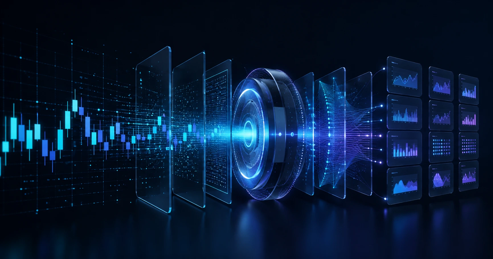 Raw price data being transformed into engineered model features
