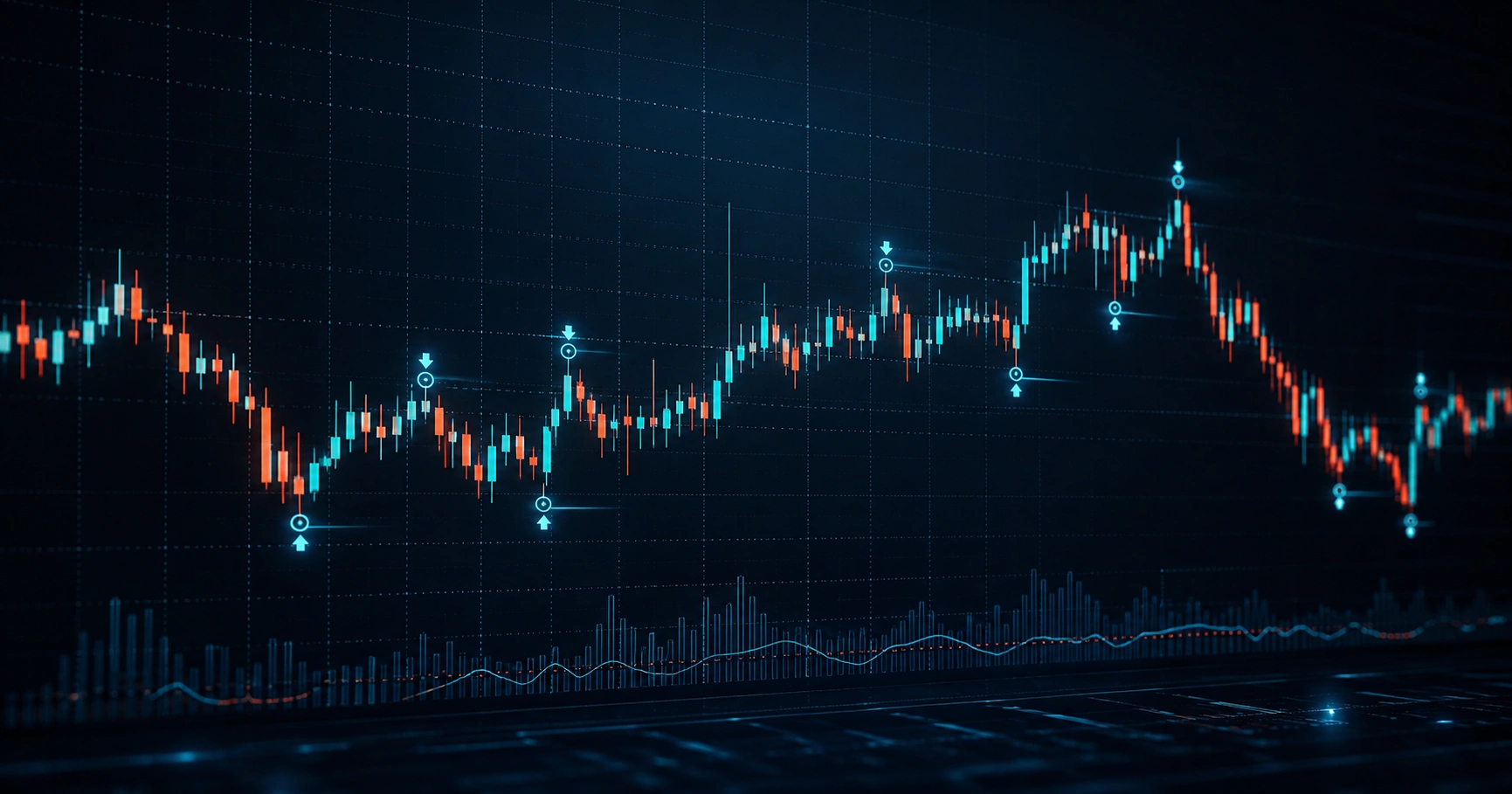 High frequency intraday chart with tight scalping entries and exits